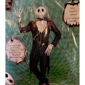 Jack Skellington Nightmare Before Christmas Costume Full Mask  Adult L/XL 42-46